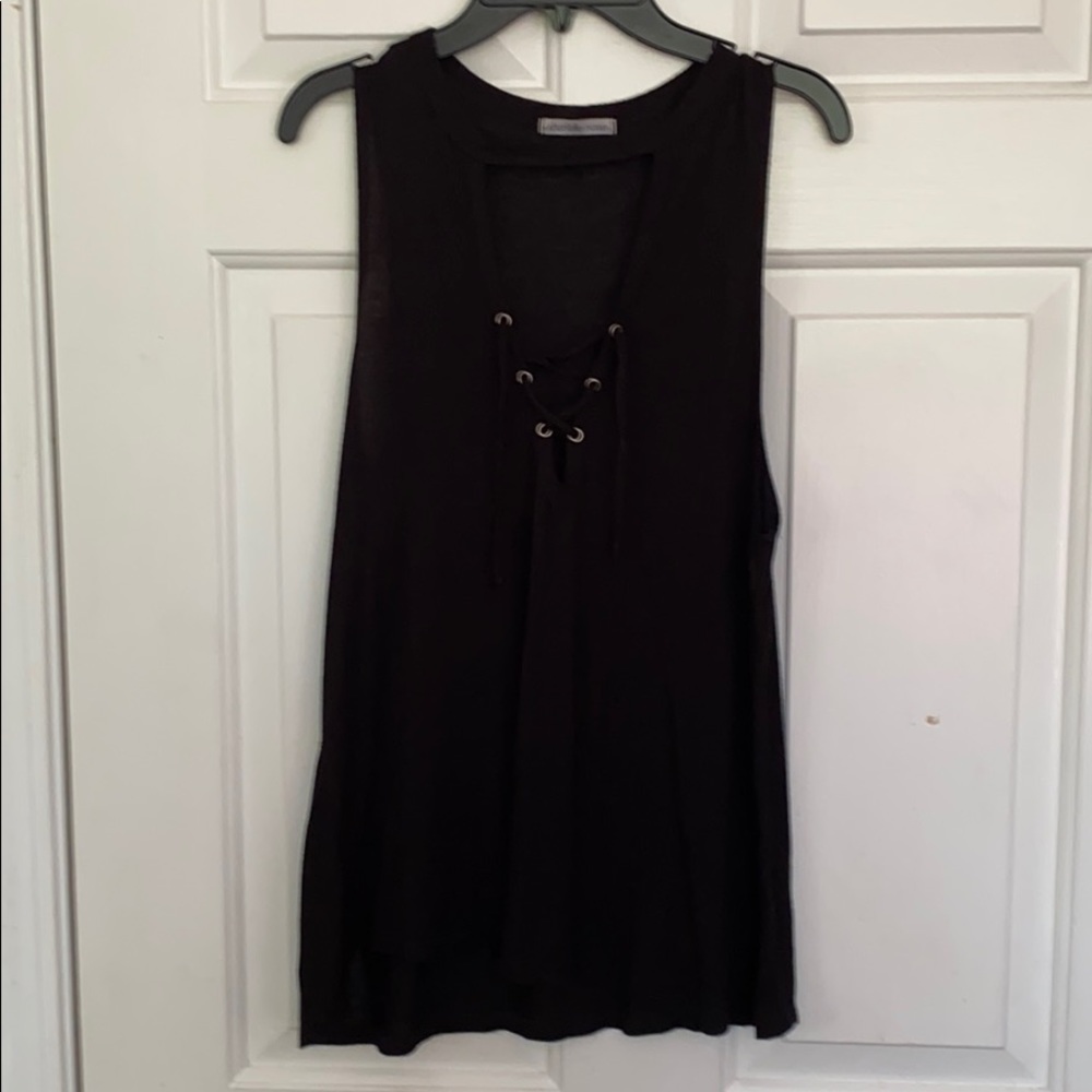 Black tie up shirt